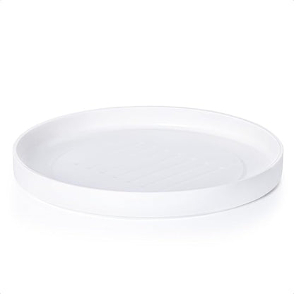 Phoenix Vine 14 Inch Plastic Plant Saucer Water Drip Tray, Heavy Sturdy Round Plant Drainage Tray for Indoors Outdoor, Matte White, 21-TY-14W-1