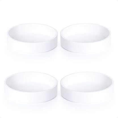Phoenix Vine 4 Inch Plastic Plant Saucer Water Drip Tray, Heavy Sturdy Round Plant Drainage Tray for Indoors Outdoor, Set of 4, Matte White, 21-TY-4W-4