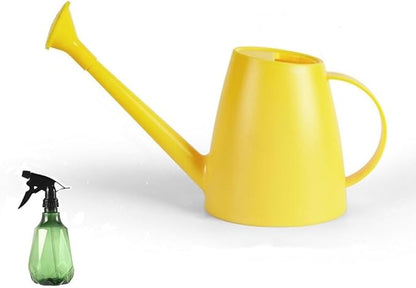 Indoor Plant Watering can, Outdoor Garden Flower Small Watering can, Outdoor Plant Long Spray Bottle 1.8L 1/2 Gallon, with a complimentary 11.8-Ounce Spray Bottle (Yellow)