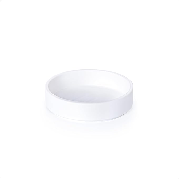 Phoenix Vine 4 Inch Plastic Plant Saucer Water Drip Tray, Heavy Sturdy Round Plant Drainage Tray for Indoors Outdoor, Matte White, 21-TY-4W-1