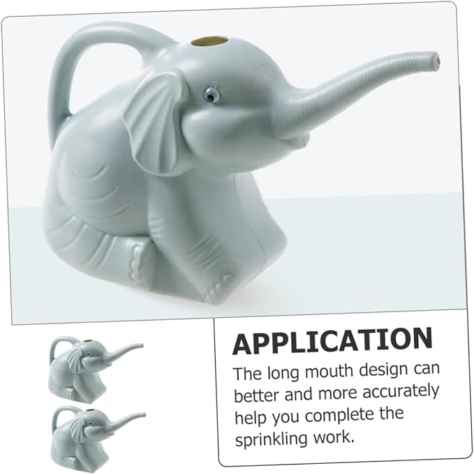 2pcs Elephant Shaped Watering Can Long Spout Lightweight Plastic Plant Watering Kettle for Indoor Outdoor Garden Succulents with Ergonomic Handle