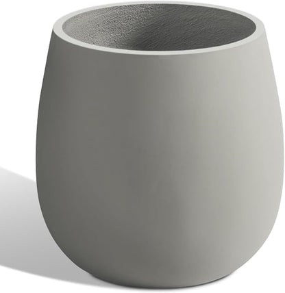 Oval Concrete Planters for Outdoor Plants, Large Tall Cement Flower Pots Indoor for Garden, Front Porch, Patio (Gray)
