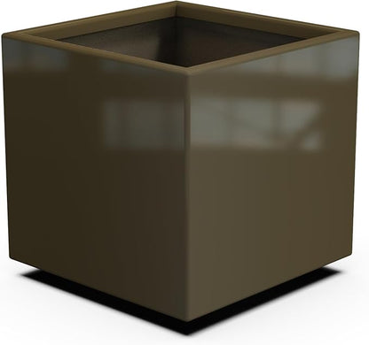 Plantercraft Powder-Coated Aluminum Planter Box - Square Cube - Metal All Weather | Indoor Outdoor | Made in USA | Fully Assembled