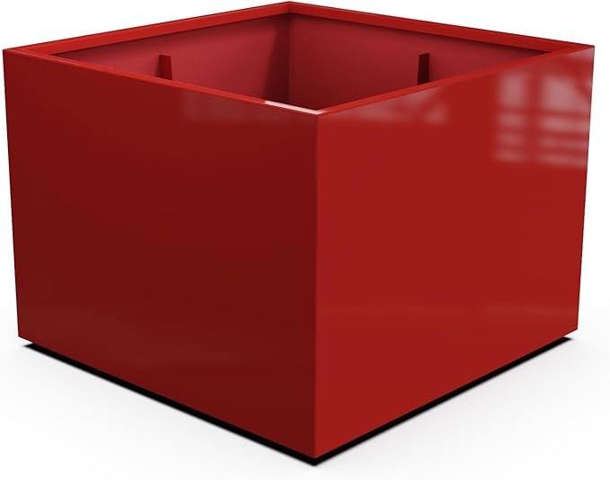 Plantercraft Powder-Coated Aluminum Planter Box - Square Cube - Metal All Weather | Indoor Outdoor | Made in USA | Fully Assembled