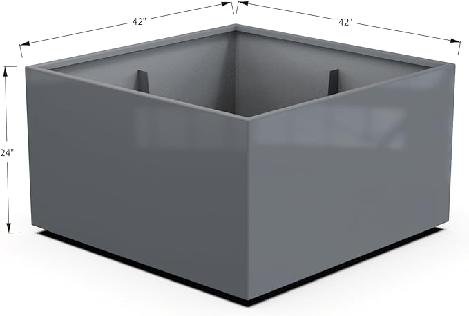 Plantercraft Powder-Coated Aluminum Planter Box - Square Cube - Metal All Weather | Indoor Outdoor | Made in USA | Fully Assembled