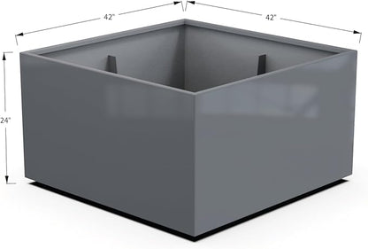 Plantercraft Powder-Coated Aluminum Planter Box - Square Cube - Metal All Weather | Indoor Outdoor | Made in USA | Fully Assembled