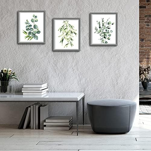 Zonon 9 Pcs Botanical Plant Wall Prints Eucalyptus Wall Decor, 10" x 8" Boho Sage Green Leaves Decoration Posters, Unframed Minimalist Watercolor Art Prints for Bathroom Living Bedroom Kitchen