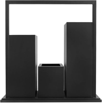 Modern Geometric Metal Planter for Outdoor & Indoor, Large 31Inches Tall Steel Planter with Drainage Holes, Black Galvanized Planter Pot for Plants, Garden, Patio, Entryway, Lobby