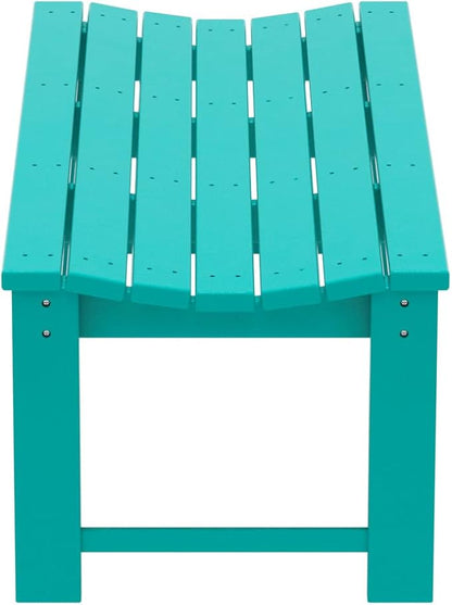 WO Home Furniture 48" Modern Backless Bench, HDPE Plastic, Turquoise