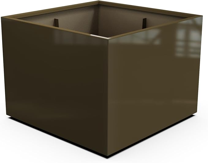 Plantercraft Powder-Coated Aluminum Planter Box - Square Cube - Metal All Weather | Indoor Outdoor | Made in USA | Fully Assembled