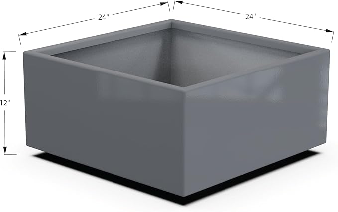 Plantercraft Powder-Coated Aluminum Planter Box - Square Cube - Metal All Weather | Indoor Outdoor | Made in USA | Fully Assembled