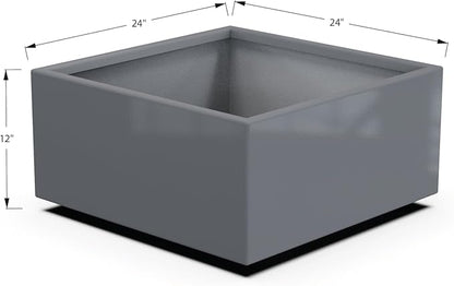 Plantercraft Powder-Coated Aluminum Planter Box - Square Cube - Metal All Weather | Indoor Outdoor | Made in USA | Fully Assembled