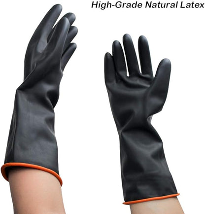 SourceTon Heavy Duty Waterproof Apron with Latex Gloves | 47" Long Chemical & Oil Resistant PU Apron & 14" Gloves for Dishwashing, Lab Work, Butchering, Cleaning, Gardening