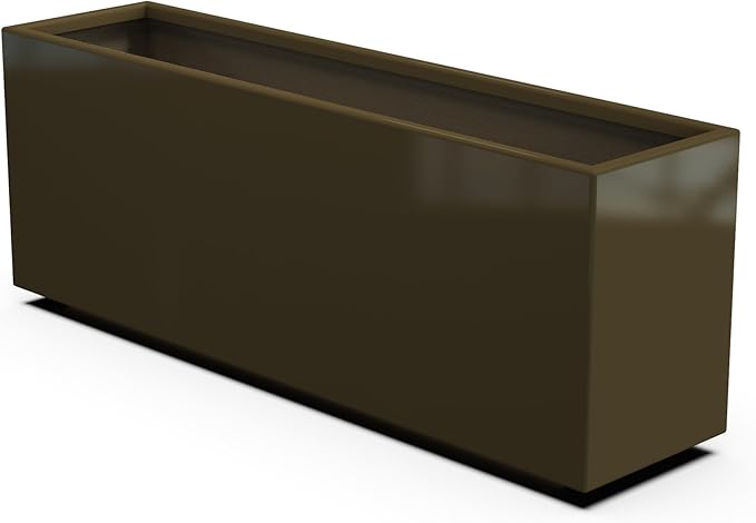 Plantercraft Powder-Coated Aluminum Planter Box - Rectangle - Metal All Weather | Indoor Outdoor | Made in USA | Fully Assembled