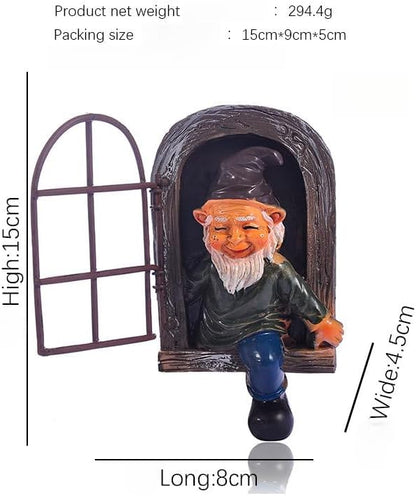 Gnome Open The Door Garden Decor Resin Tree Faces Decor Outdoor Fairy Garden Patio Lawn Porch (Grey)