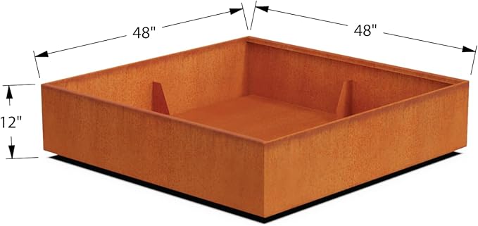 PLANTERCRAFT Corten Steel Planter Square Cube Metal Garden Box Heavy Duty | Made in USA | Fully Assembled | Commercial Residental Outdoor
