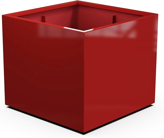 Plantercraft Powder-Coated Aluminum Planter Box - Square Cube - Metal All Weather | Indoor Outdoor | Made in USA | Fully Assembled