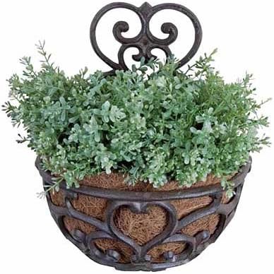 BestNest 2 Pack Esschert Design Victorian Half-Round Wall Planters | Ornate Cast Iron Scrollwork Wall Planters | Rustic Brown & Black Finish | Decorative Outdoor Planters for Flowers, Herbs & Greenery