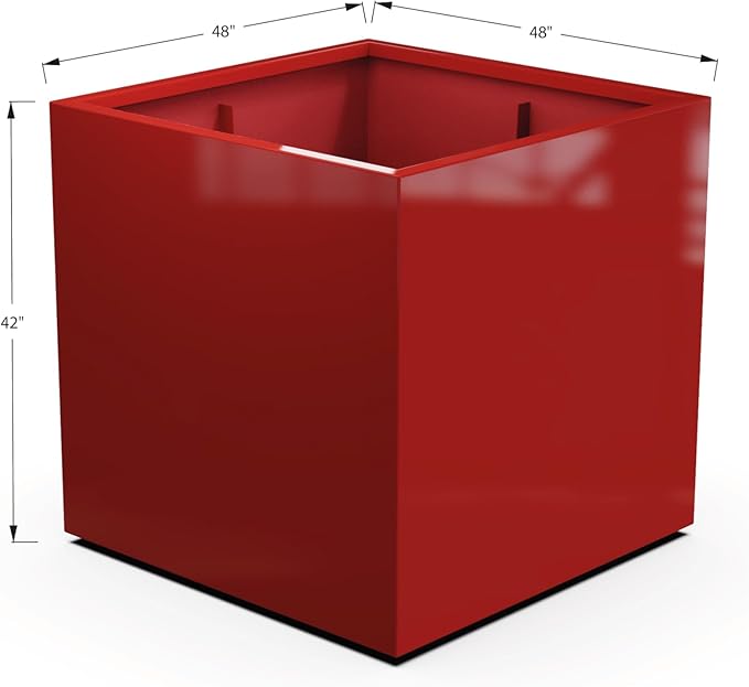 Plantercraft Powder-Coated Aluminum Planter Box - Square Cube - Metal All Weather | Indoor Outdoor | Made in USA | Fully Assembled