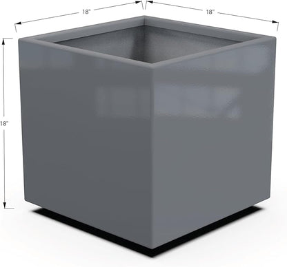 Plantercraft Powder-Coated Aluminum Planter Box - Square Cube - Metal All Weather | Indoor Outdoor | Made in USA | Fully Assembled