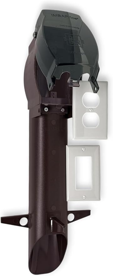 iMBAPrice GPD19BR-1 Brown Low-Profile Garden Post Enclosure, 19.5" Weatherproof Outdoor Electrical Outlet Stake with Cover for Landscape Lighting, Garden Power & GFCI Receptacle Devices, 1-Pack