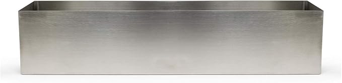 Buhbo Modern Trough Rectangle Planter Large 32 inch (8"x 6") Brushed Stainless Steel
