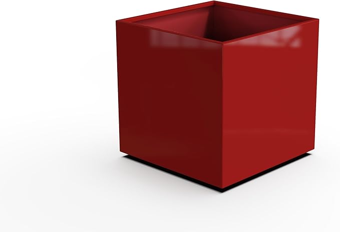 Plantercraft Powder-Coated Aluminum Planter Box - Square Cube - Metal All Weather | Indoor Outdoor | Made in USA | Fully Assembled