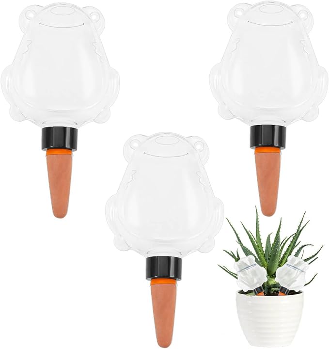 3Pcs Frog Plant Self Watering Globes for Indoor and Outdoor Plastic Water Bulbs Top Fill Plant Watering Globes Slow Release Terracotta Plant Watering Devices System for Plants, Clear