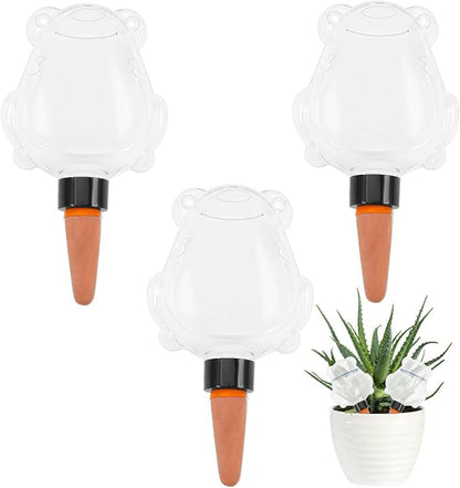 3Pcs Frog Plant Self Watering Globes for Indoor and Outdoor Plastic Water Bulbs Top Fill Plant Watering Globes Slow Release Terracotta Plant Watering Devices System for Plants, Clear