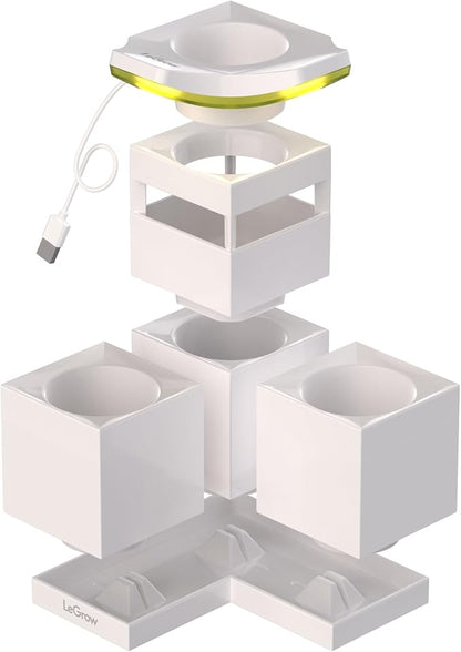 LeGrow Venus Fly Trap Pot, 50000lux Grow Light with Timer, 7 Days Watering Free, Indoor Planter with Drainage Hole & Self-Watering Tray for Carnivorous Plant, Sundew, Succulent, Cactus [No Plant]