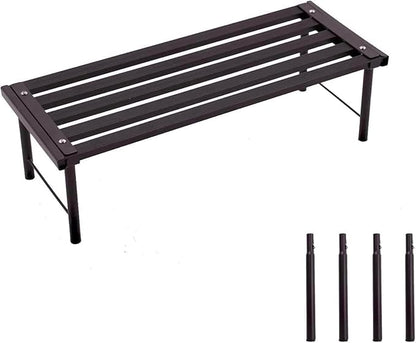 Metal Plant Stand, Rust-proof Aluminum Flower Pot Stand, Heavy Duty Planter Display Shelving for Patio Balcony Garden Living Room Decorative (Ebony, 23.6 Inch)