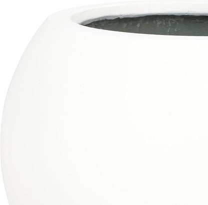 SAFAVIEH Outdoor Patio Furniture Kenslia White Concrete Ficonstone Round Planter Pot (Fully Assembled)