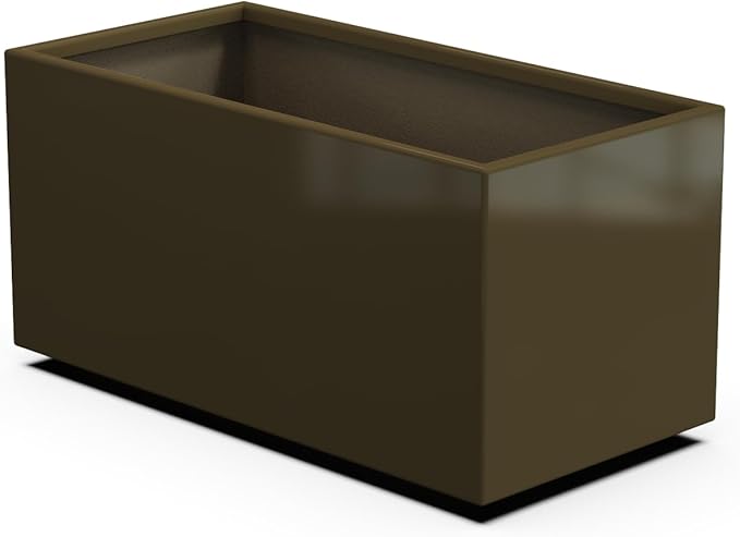 Plantercraft Powder-Coated Aluminum Planter Box - Rectangle - Metal All Weather | Indoor Outdoor | Made in USA | Fully Assembled