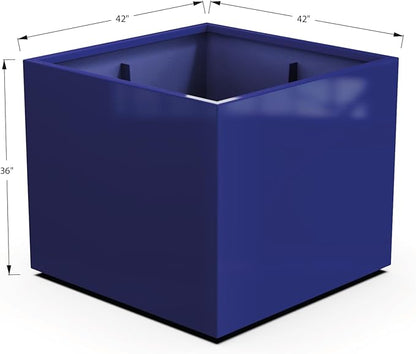 Plantercraft Powder-Coated Aluminum Planter Box - Square Cube - Metal All Weather | Indoor Outdoor | Made in USA | Fully Assembled