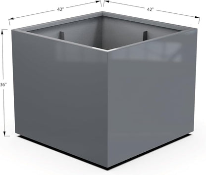 Plantercraft Powder-Coated Aluminum Planter Box - Square Cube - Metal All Weather | Indoor Outdoor | Made in USA | Fully Assembled