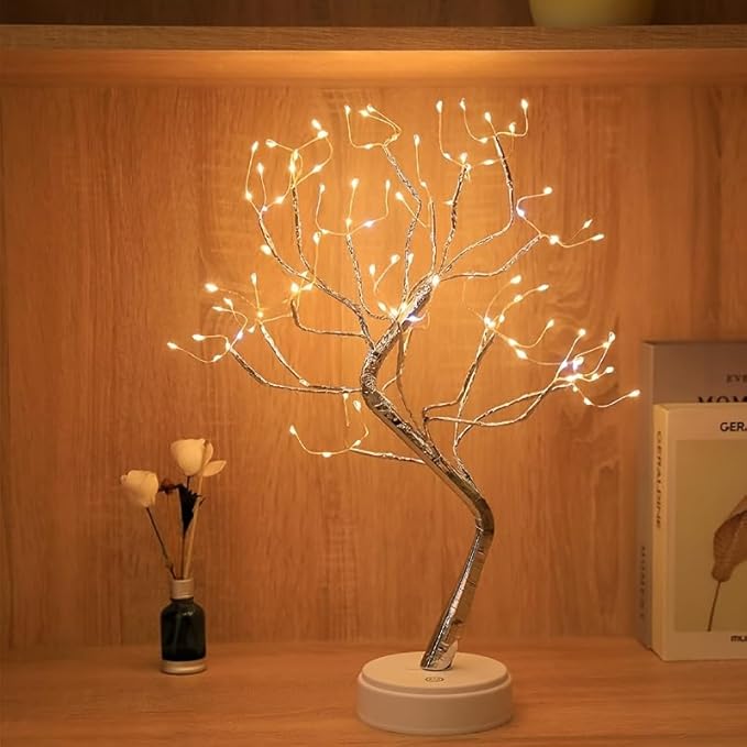 2 Pack Room Decor, 108 LED Tabletop Bonsai Tree Light, DIY Artificial Tree Lamp, Battery/USB Operated, Aesthetic Lamps for Living Room Bedroom Christmas Home Gifts House Decor
