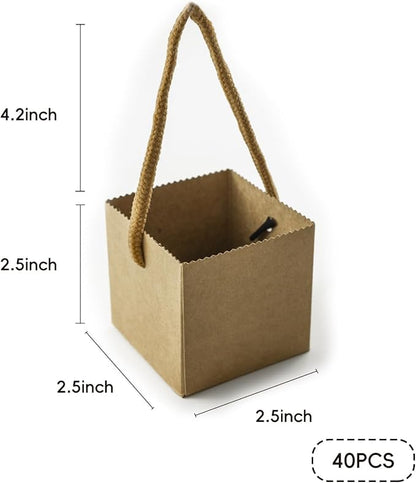 mini Kraft Paper Succulent Green Plant Flowerpot Hand-Carry Box with Lamination, Suitable for Floral Arrangements, Succulent Potted Plant Boxes 40PCS