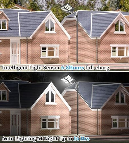 Ofuray Of-2000W Solar Street Lights Outdoor,200000LM Solar Security Flood Lights Parking Lot Lights Dusk to Dawn, 6500k Waterproof Led with Remote Control Motion for Street,Court,Barn 2Pcs