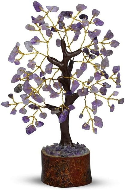 Amethyst Tree - Feng Shui Money Tree - Healing Crystal Tree of Life - Gem Tree - Crystal Tree for Positive Energy - Chakra Tree - Wire Bonsai Tree - Chakra Decor - Crystal Tree Branches