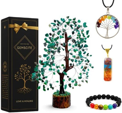 Green Aventurine Silver Wire Artificial Gemstone Tree – Handmade Crystal Bonsai for Positive Energy, Prosperity & Décor