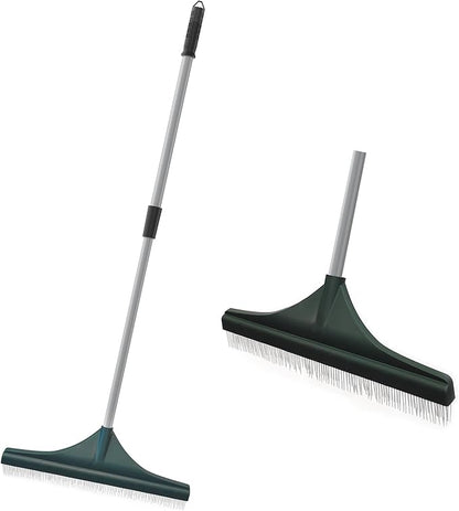 SOYUS Artificial Turf Rake Carpet Rake, Hand Rakes with Adjustable Handle Steel 32 to 52 inches for Artificial Grass and Lawn Leaf Removal, Carpet Rakes, Pet Hair Removal