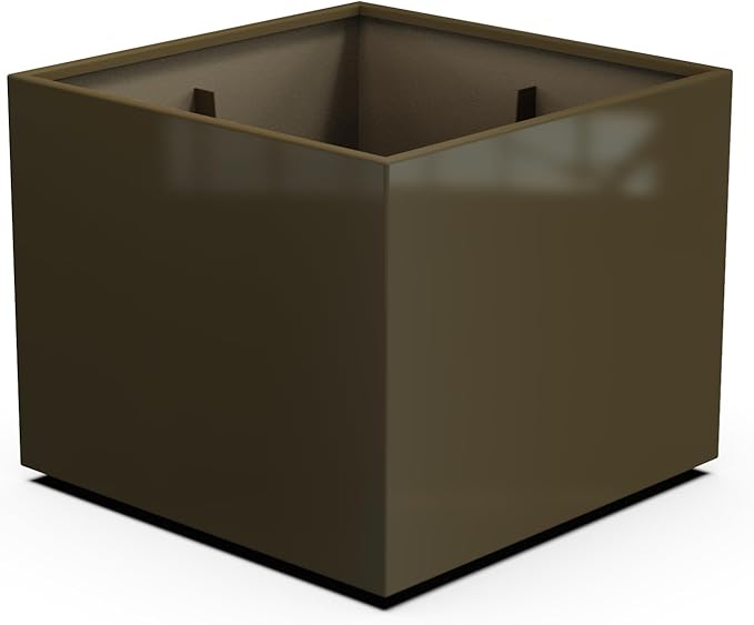 Plantercraft Powder-Coated Aluminum Planter Box - Square Cube - Metal All Weather | Indoor Outdoor | Made in USA | Fully Assembled