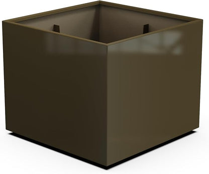 Plantercraft Powder-Coated Aluminum Planter Box - Square Cube - Metal All Weather | Indoor Outdoor | Made in USA | Fully Assembled