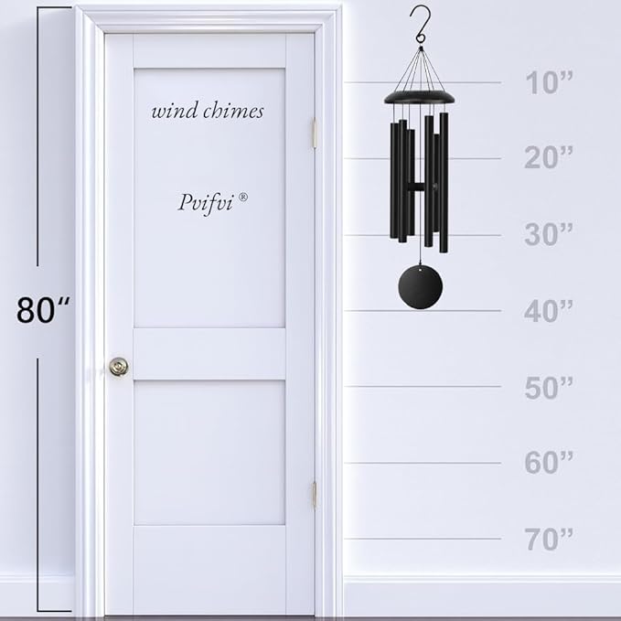 Wind Chimes for Outside Deep Tone, 38" Large WindChimes with 6 Tubes, 100% Rustproof Aluminum, Memorial Gift or Garden Patio Porch and Outdoor Décor(Black)