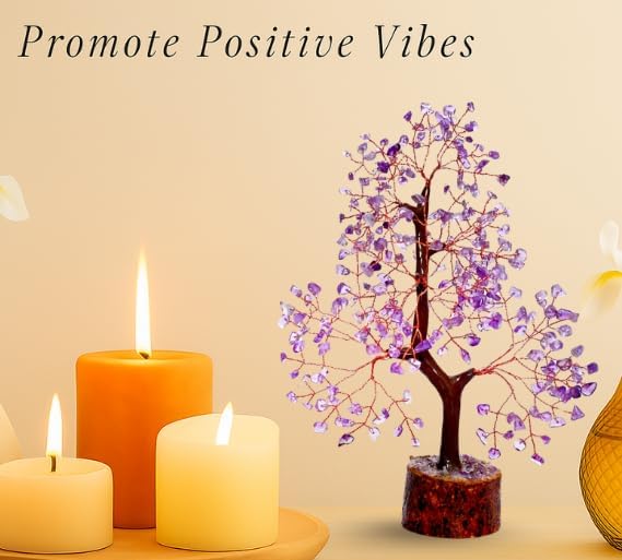 Amethyst Crystal Tree with Copper Wire – Handcrafted Gemstone Bonsai for Positive Energy, Healing & Elegant Home Decor