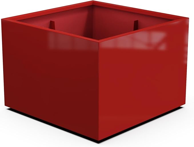 Plantercraft Powder-Coated Aluminum Planter Box - Square Cube - Metal All Weather | Indoor Outdoor | Made in USA | Fully Assembled