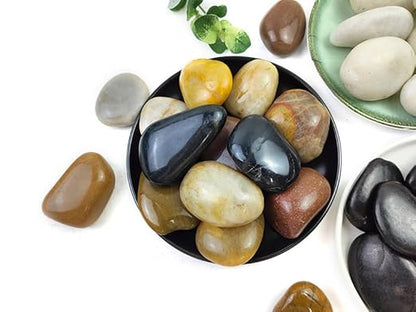 5LB Mixed Color River Rocks - 2-3 inch High Polished Decorative Pebbles, Stones for Landscaping,Natural River Rocks for Outdoor Décor, Plants,Vase Filler,Fish Tank