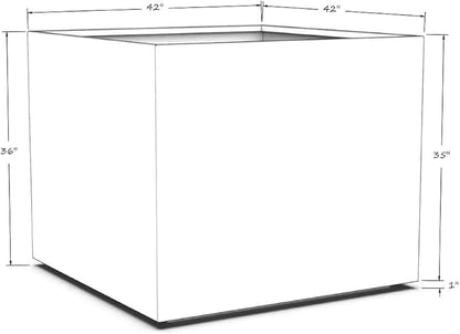 Plantercraft Powder-Coated Aluminum Planter Box - Square Cube - Metal All Weather | Indoor Outdoor Commercial Residential | Made in USA | Fully Assembled
