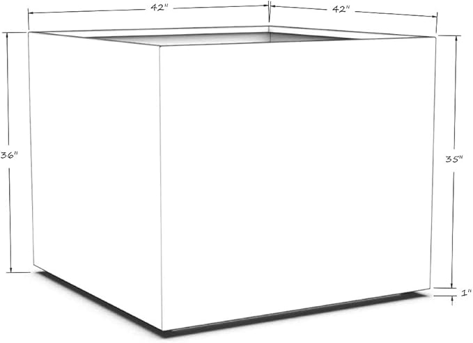 Plantercraft Powder-Coated Aluminum Planter Box - Square Cube - Metal All Weather | Indoor Outdoor Commercial Residential | Made in USA | Fully Assembled
