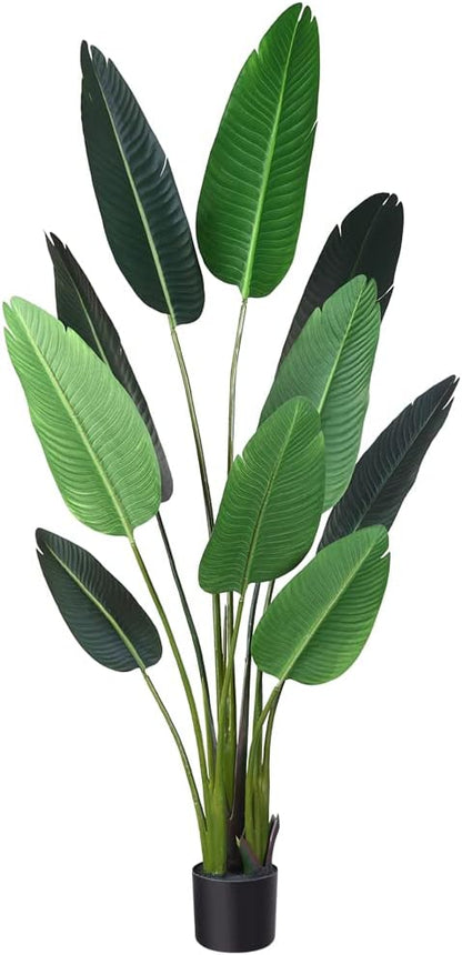 Fopamtri Artificial Bird of Paradise Plant Fake Tropical Palm Tree for Indoor Outdoor, Perfect Faux Plants for Home Garden Office Store Decoration, 5 Feet-1 Pack